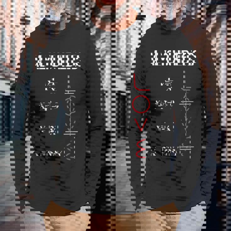 All You Need Is Love 面白くてかわいい数学方程式 長袖Tシャツ 高齢者への贈り物