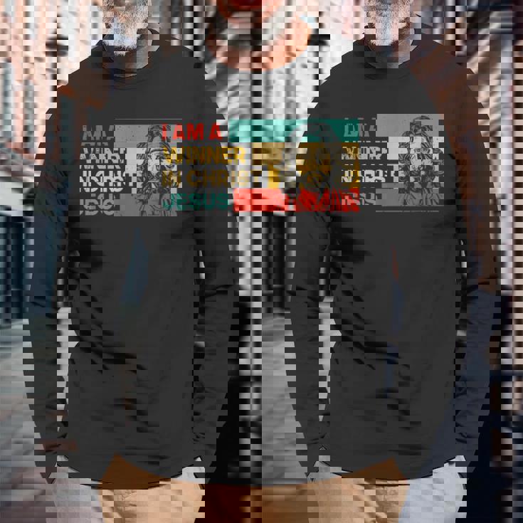 I Am A Winner In Jesus Krist God Faith Jesus 長袖Tシャツ 高齢者への贈り物