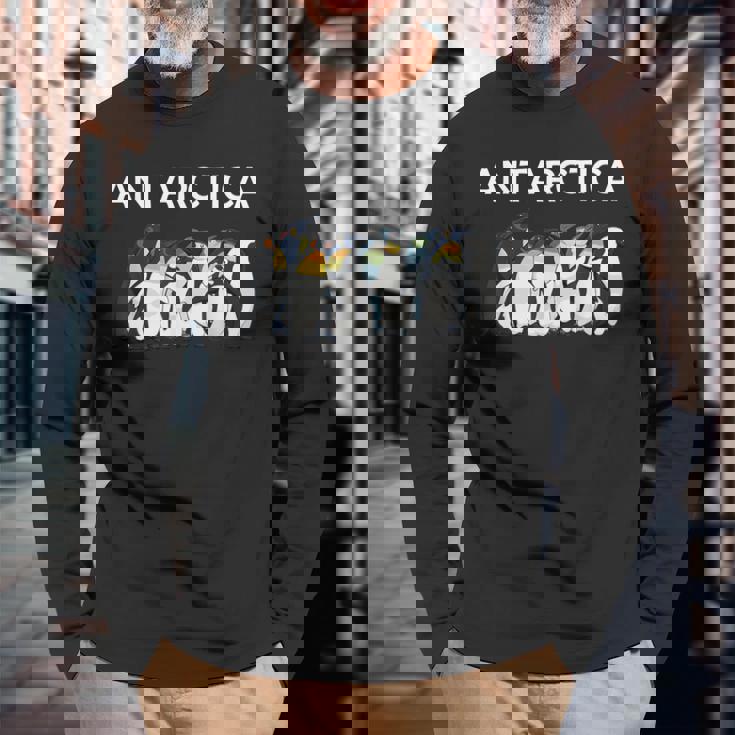 Antarctica Pinguins Birds Poleouth Antarctic Experience 長袖Tシャツ 高齢者への贈り物