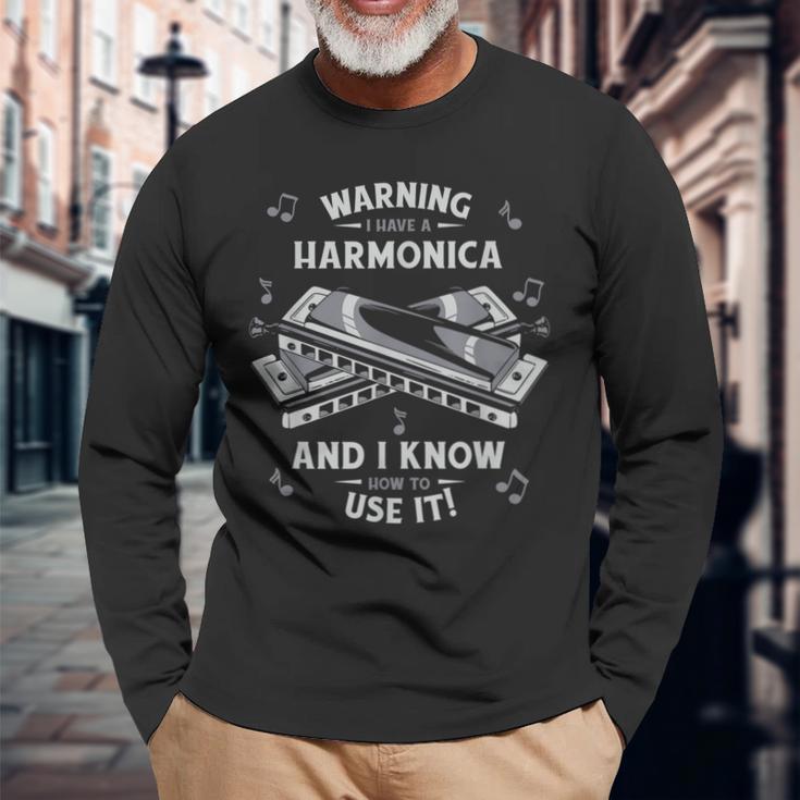 Armónica Advertencia I Have A Armónica Camiseta de manga larga Regalos para ancianos