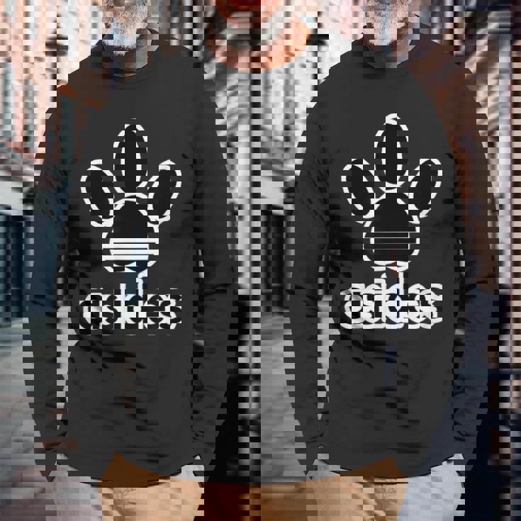 Asides アシデス Asides 足です。肉球です。【変なtシャツ屋さん】スポーツ ブランド パロディ 面白デザイン 長袖Tシャツ 高齢者への贈り物