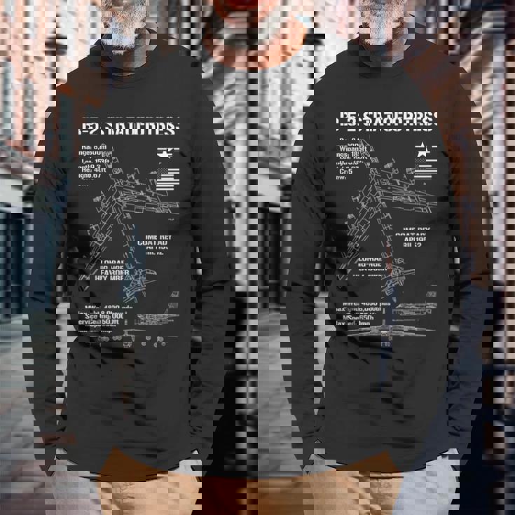 B-52 ストラトフォートレス仕様 軍用機 B52 長袖Tシャツ 高齢者への贈り物