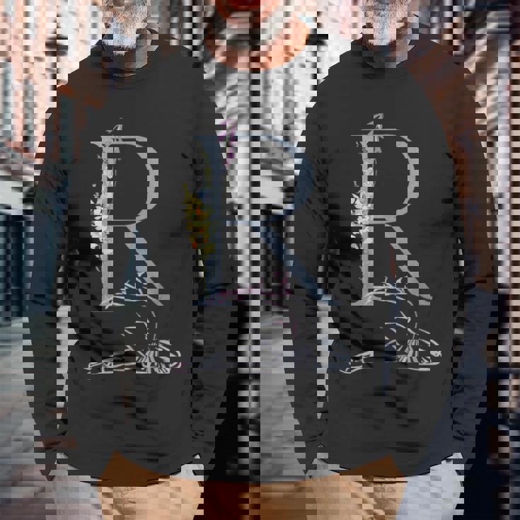 Balla バレリーナ イニシャル 名 R ダンス モノグラム バレエ 長袖Tシャツ 高齢者への贈り物