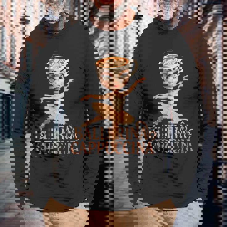 Ballerina Cappuccina Brainrot 長袖Tシャツ 高齢者への贈り物
