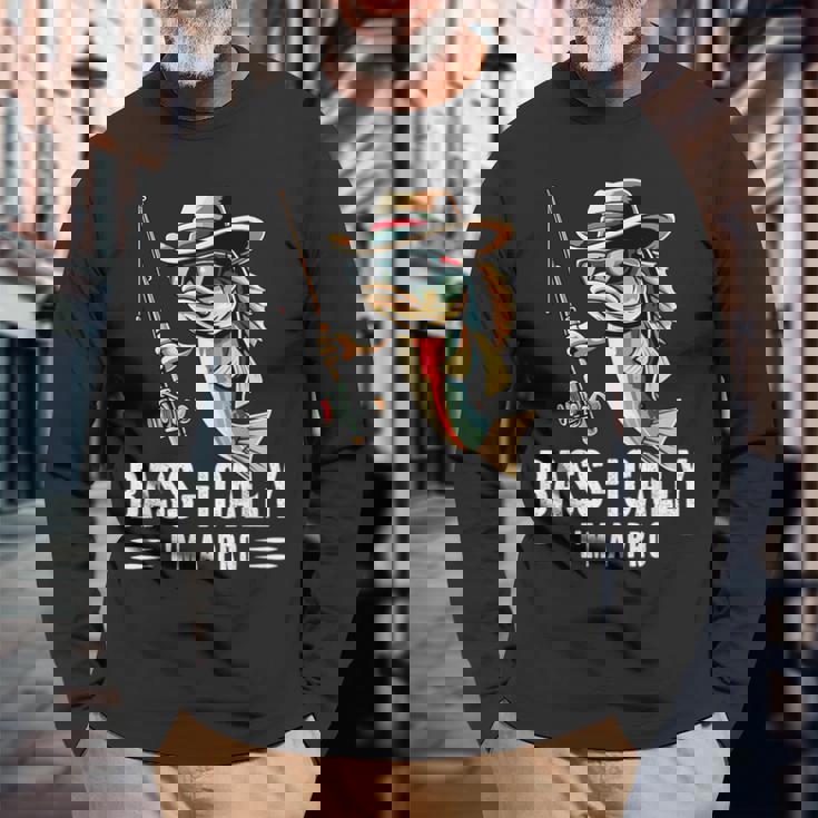 Bass-Ically I'm A Pro バスフィッシングアパレル メンズ キッズ 長袖Tシャツ 高齢者への贈り物