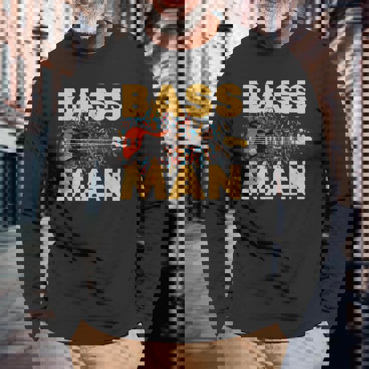 Bass Man 面白いバスプレーヤー ギタリスト ベーシスト ミュージシャン 長袖Tシャツ 高齢者への贈り物