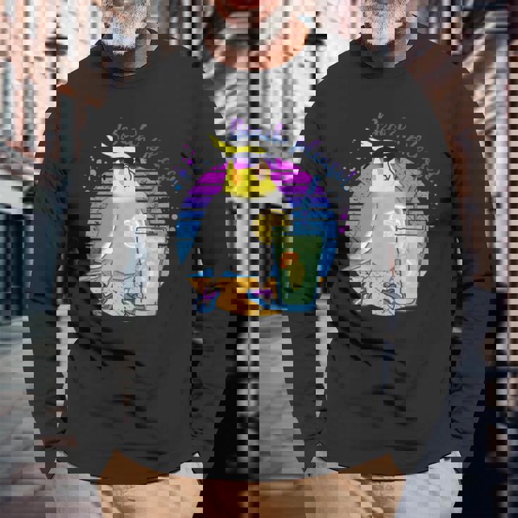 Beach Pleaseummer オカメインコ サングラス バーブ ミーム オウム 長袖Tシャツ 高齢者への贈り物