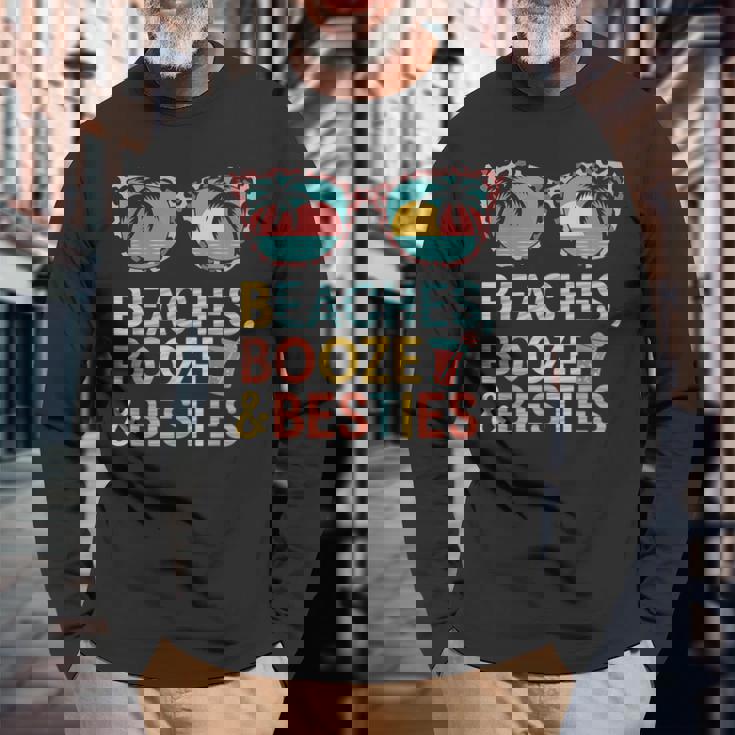 Beaches Booze Besties 夏休み 旅行 ギフト 長袖Tシャツ 高齢者への贈り物