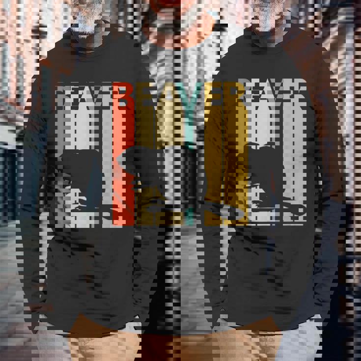 Beaver ビーバー 動物 長袖Tシャツ 高齢者への贈り物