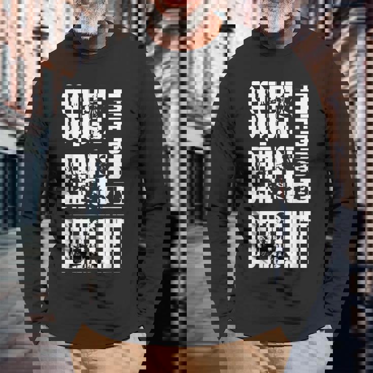 The Big 3 スクワット、ベンチ、デッドリフト パワーリフティングtシャツ 長袖Tシャツ 高齢者への贈り物