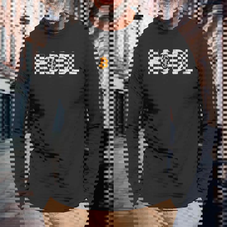 Bitcoin Hodl Bitcoin Hold 長袖Tシャツ 高齢者への贈り物