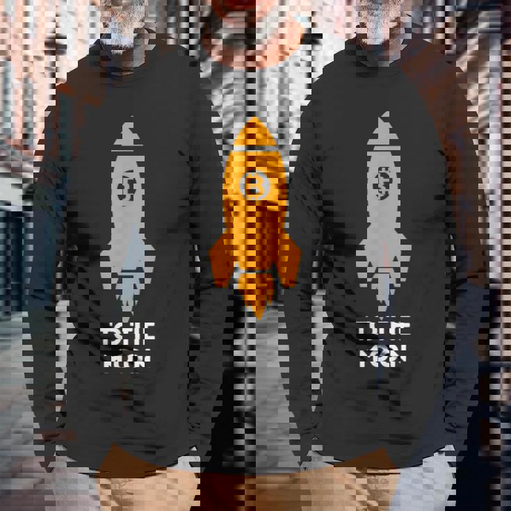 Bitcoin To The Moon おもしろビットコインシャツ ビットコインギフト 長袖Tシャツ 高齢者への贈り物