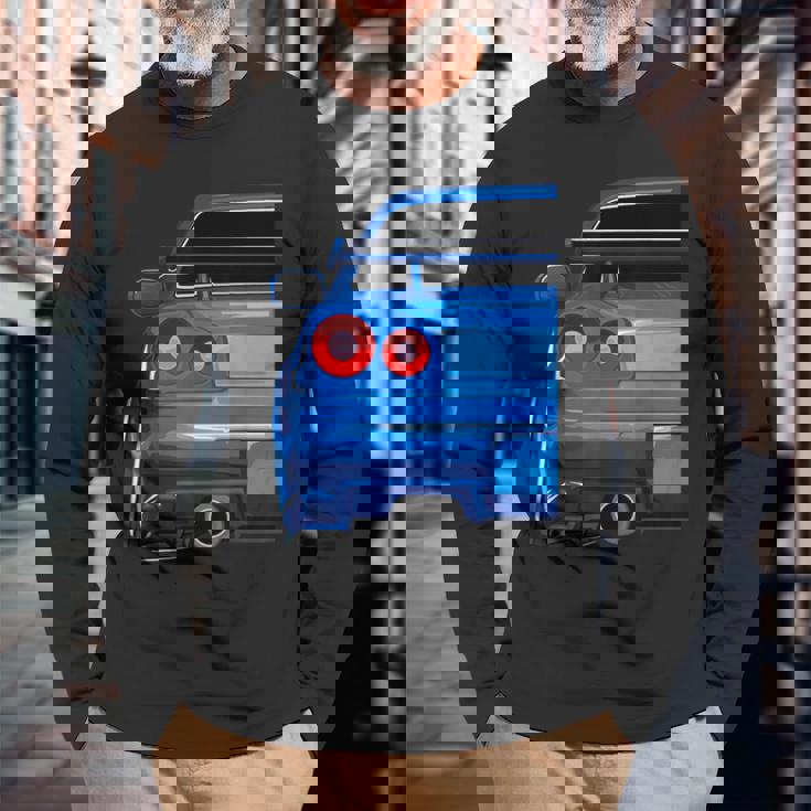 Blue Gt R 34 Jdm スカイラインスタンス カー ドリフトレーシング 長袖Tシャツ 高齢者への贈り物