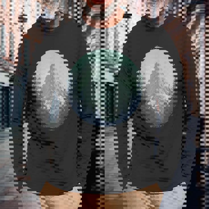 Blue Mountain Retrointage Hiking Camping Lover Glamper 長袖Tシャツ 高齢者への贈り物