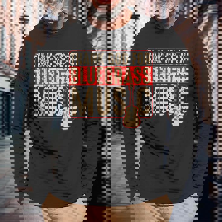 Bluegrass ミュージックギタープレーヤー 面白いバンジョー楽器 長袖Tシャツ 高齢者への贈り物