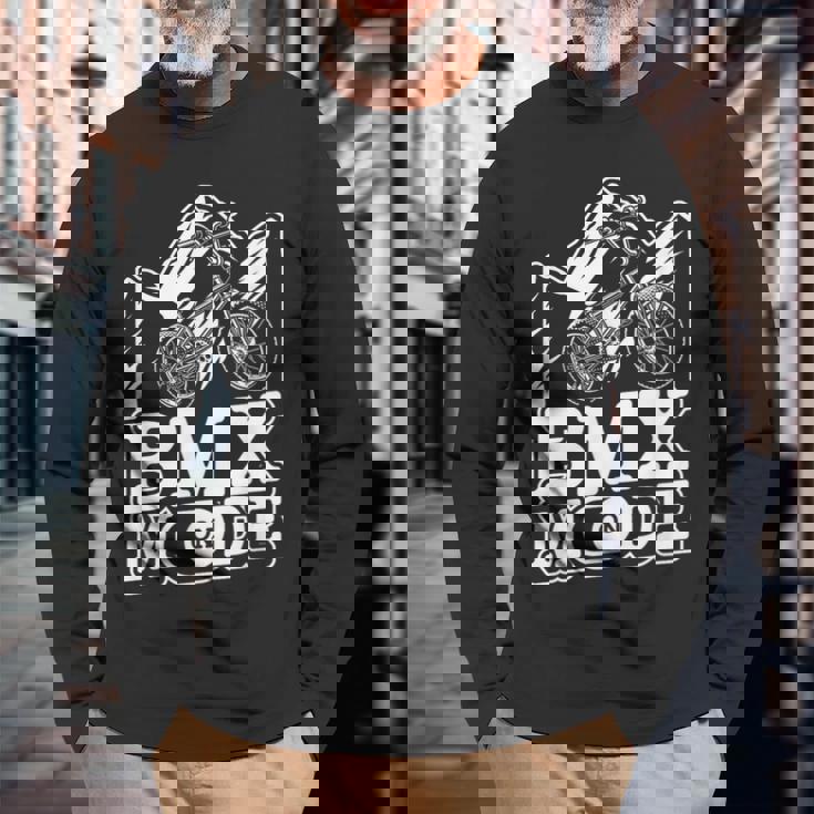 Bmx Mode On Biker Bicycle Bike Cyclist Extremeports Bmx 長袖Tシャツ 高齢者への贈り物