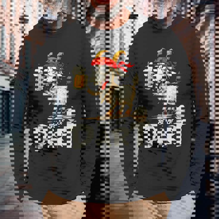 Bock Auf Dart ヤギとビールジョッキ 面白いダーツプレーヤー 長袖Tシャツ 高齢者への贈り物