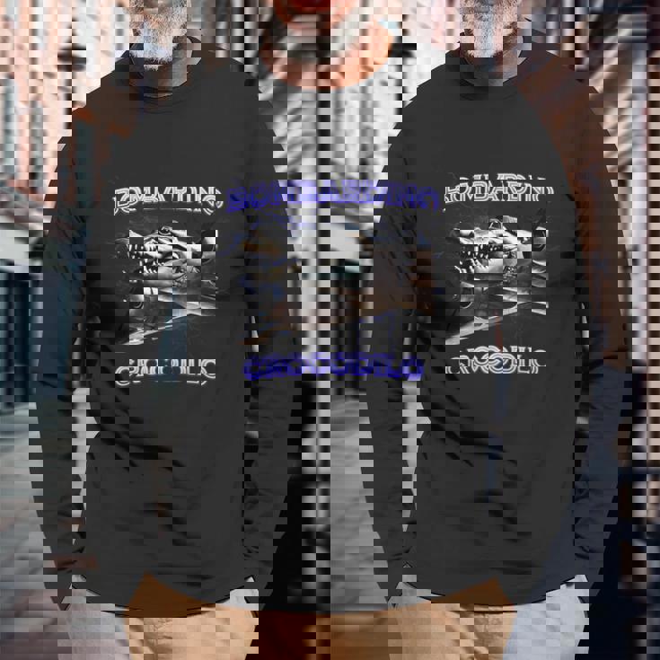 Bombardino Crocodilo Bootleg Brainrot イタリアン ブレイン ミーム 長袖Tシャツ 高齢者への贈り物