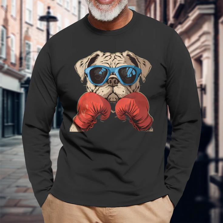 Boxeo Bulldog Amante Dueño Kickboxing Divertido Boxer Perro Camiseta de manga larga Regalos para ancianos