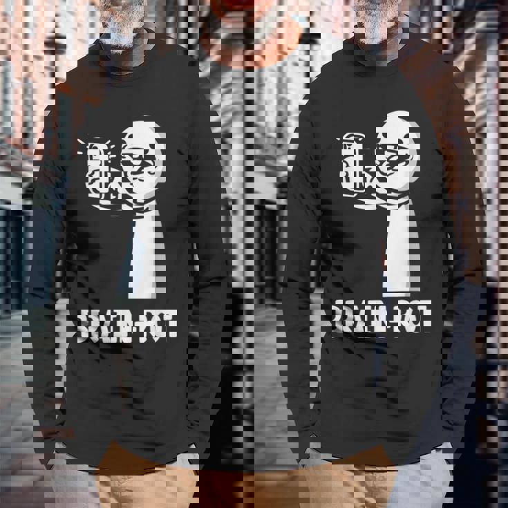 Brain Rot シャツ Word Of The Yeartickman Brainrot 長袖Tシャツ 高齢者への贈り物