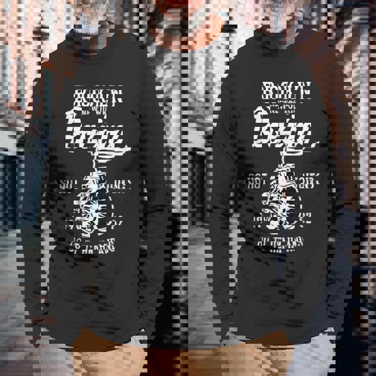 Brooklyn New York ボクシング スローバック 長袖Tシャツ 高齢者への贈り物