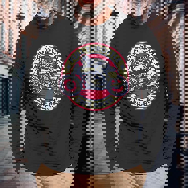 Cafe Racer フルスロットル ヴィンテージモーターサイクルtシャツ 長袖Tシャツ 高齢者への贈り物