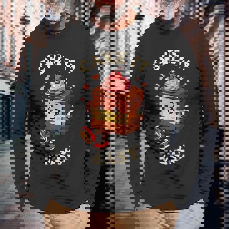 Cake It Easy Take It Easy Fruit 長袖Tシャツ 高齢者への贈り物