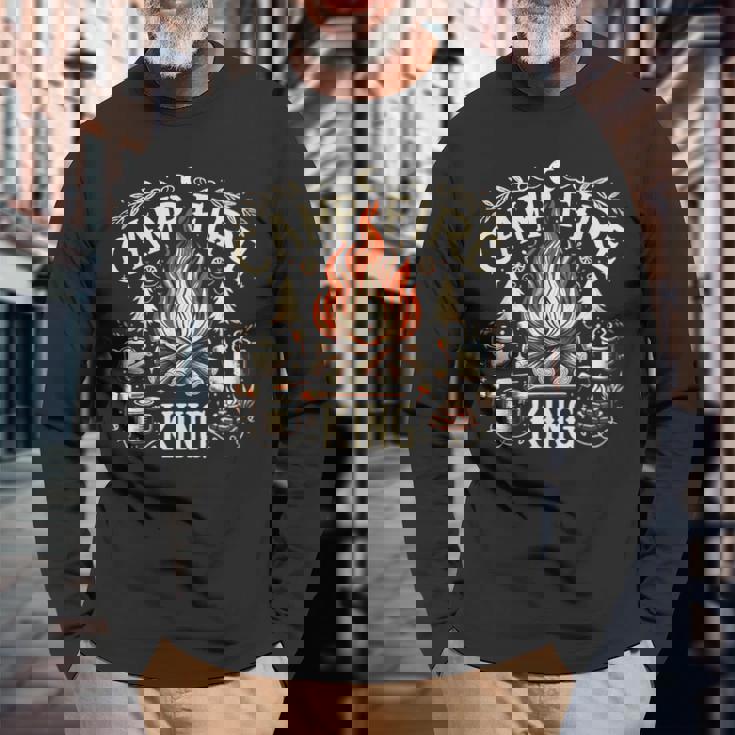 Campfire King おもしろキャンプギフト 焚き火 長袖Tシャツ 高齢者への贈り物