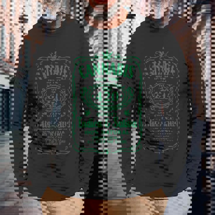 Cannabis High Time Old 420品質インディカ&サティバウィードtシャツ 長袖Tシャツ 高齢者への贈り物