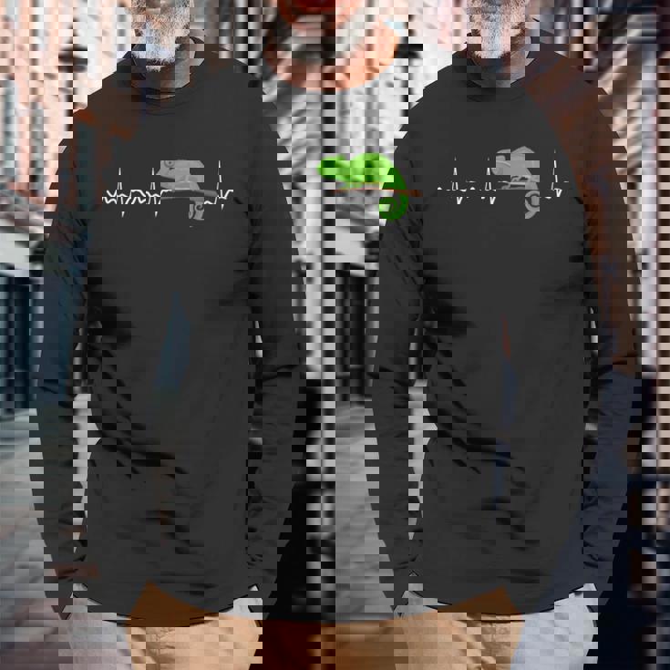 Chameleon ハートビート カメレオン 爬虫類トカゲ 長袖Tシャツ 高齢者への贈り物