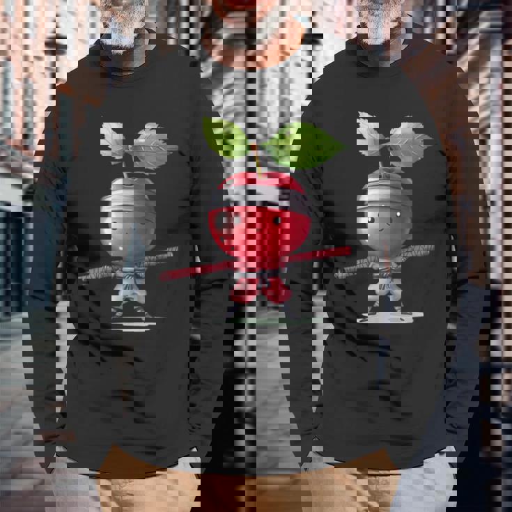 Cherry Ninja かわいいtシャツ 長袖Tシャツ 高齢者への贈り物