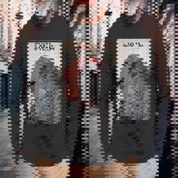 Chinzilla おもしろチンチラtシャツ 長袖Tシャツ 高齢者への贈り物