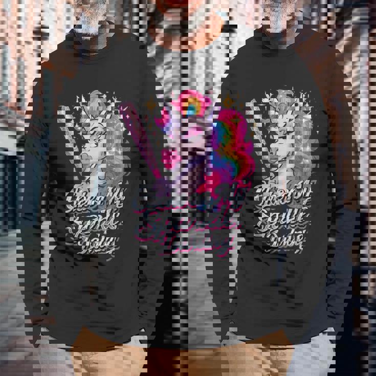 Choke On My Radiance 面白いユニコーンレインボーアティチュード 長袖Tシャツ 高齢者への贈り物