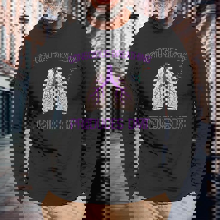 Conscious Breathing Produces Dmt分子トリッピーサイケデリック 長袖Tシャツ 高齢者への贈り物