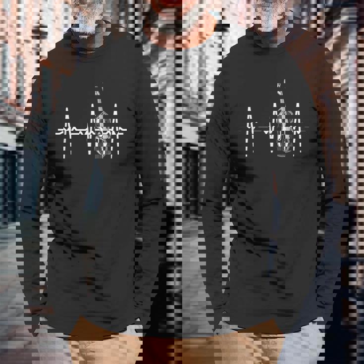 Contrabajo Heartbeat Doble Contrabajo Amante De Contrabajo Camiseta de manga larga Regalos para ancianos