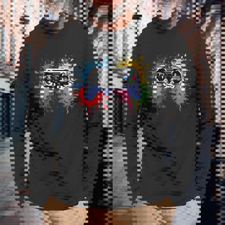 Control All Theideo Game Controller ゲーマー ボーイズ メンズ 長袖Tシャツ 高齢者への贈り物