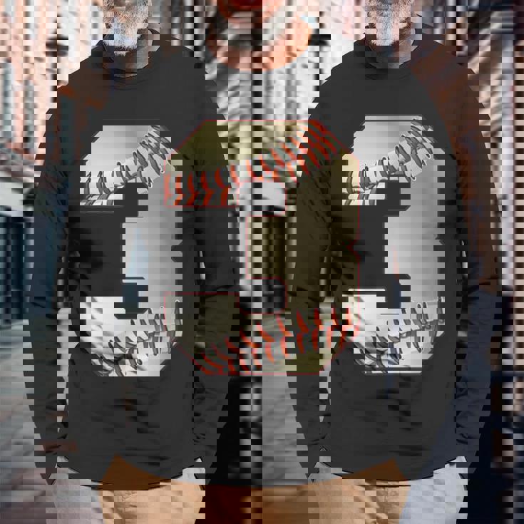 Cool 3 3番 数字 バースデーパーティー 3番目 野球 誕生日 長袖Tシャツ 高齢者への贈り物