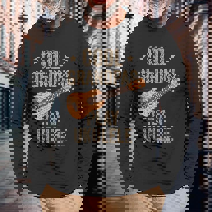 Cool Grandpas Play ウクレレ ウクレレ ミュージックギター 長袖Tシャツ 高齢者への贈り物