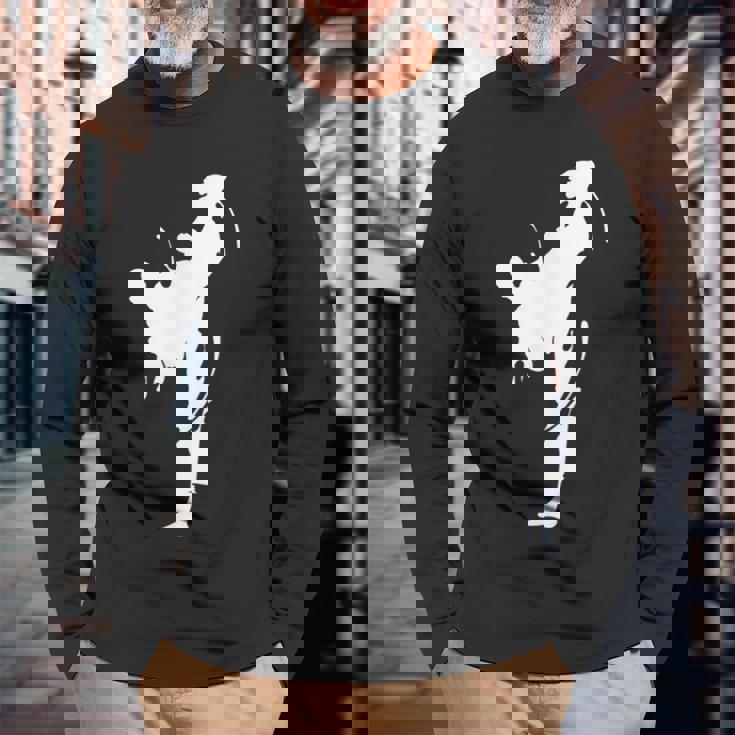 Cool Taekwondo Man Fighting Graphic & Cool s 長袖Tシャツ 高齢者への贈り物