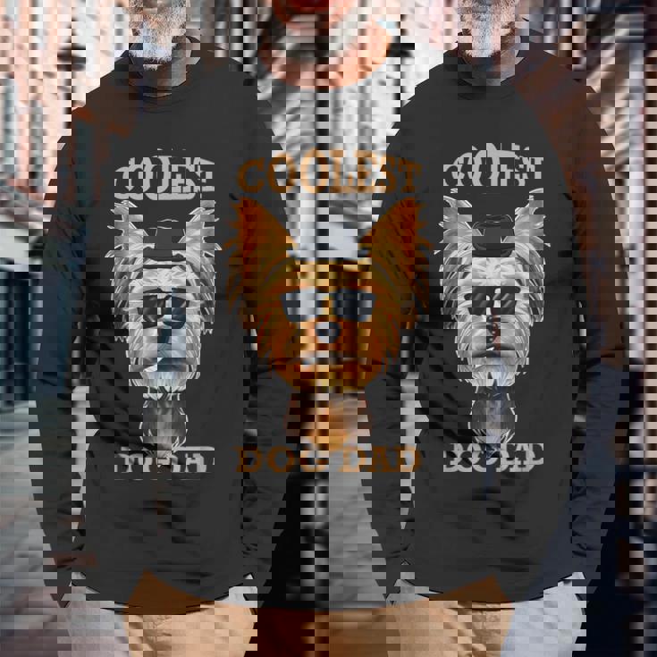 Coolest Dog Dad I Yorkshire Terrier パパ I ヨークシャー・テリア 長袖Tシャツ 高齢者への贈り物