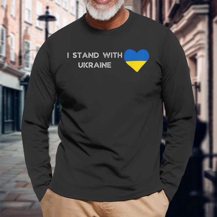 Corazón Azul Amarillo Ucraniano Conoporte De Eslogan Con Ucrania Camiseta de manga larga Regalos para ancianos