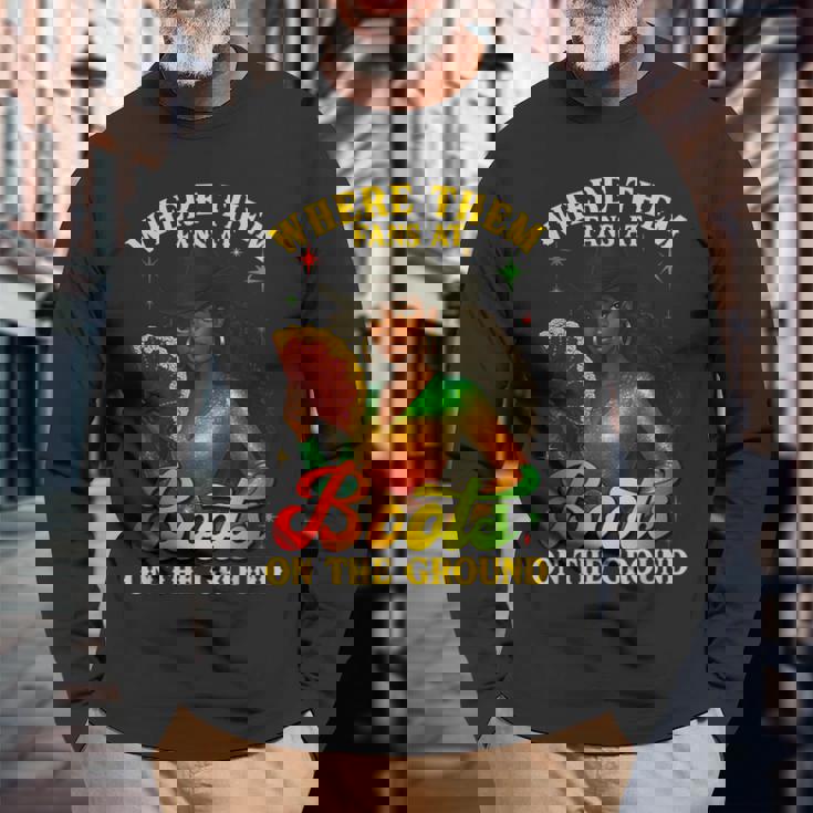 Cowgirl Boots On The Ground Junenth Where Them Fans At Long Sleeve T-Shirt Gifts for Old Men Cowgirl Boots On The Ground Junenth Where Them Fans At Long Sleeve T-Shirt Gifts for Old Men