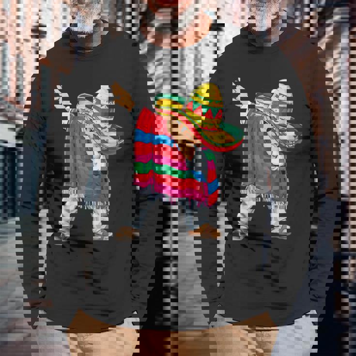 Dabbing メキシカン ポンチョ シンコ・デ・マヨ ボーイズ メンズ ソンブレロ ダブ 長袖Tシャツ 高齢者への贈り物