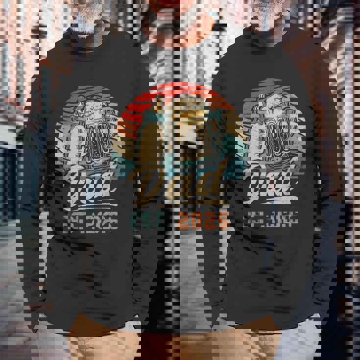 Dad Est 2026 年のパパ 初めての父の日 若いパパ 新しいパパ 長袖Tシャツ 高齢者への贈り物