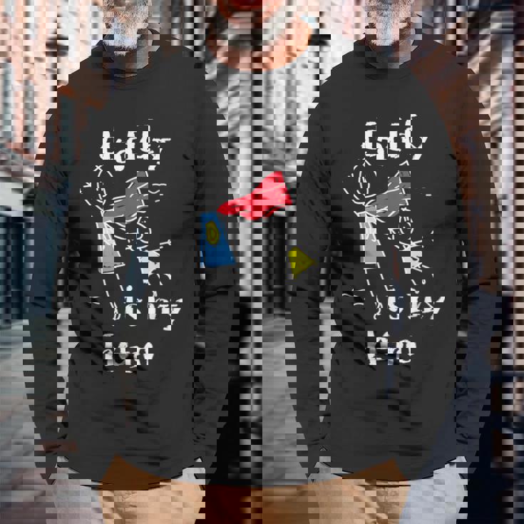 Daddy Is My Herouper Dad 手描き 長袖Tシャツ 高齢者への贈り物