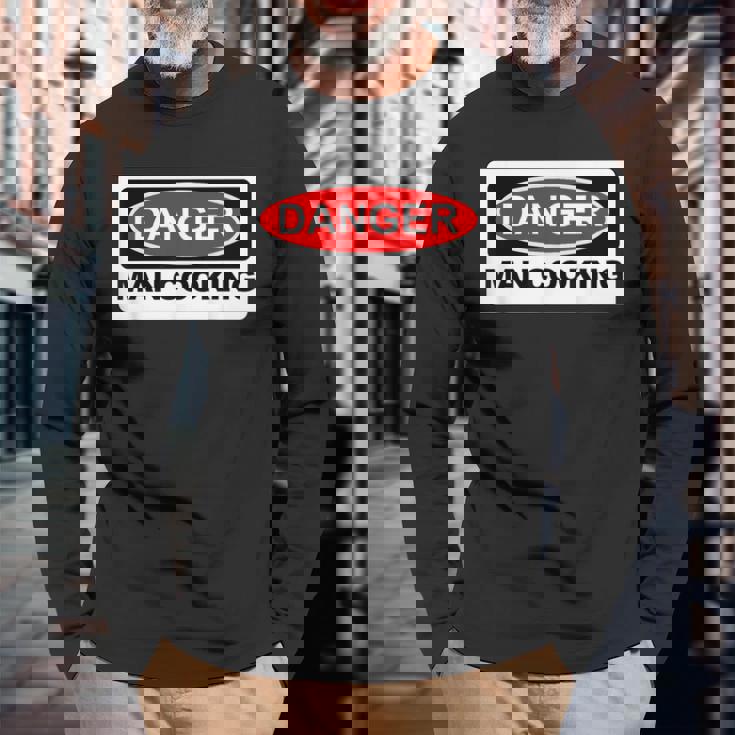 Danger Man Cooking Bbqign 長袖Tシャツ 高齢者への贈り物