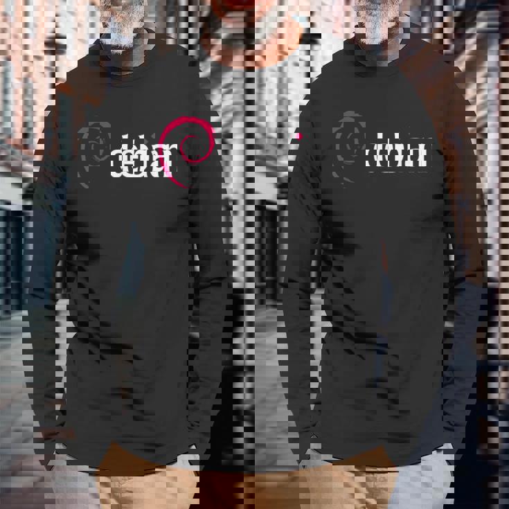 Debian Linux Tux プラグインプログラマー 長袖Tシャツ 高齢者への贈り物