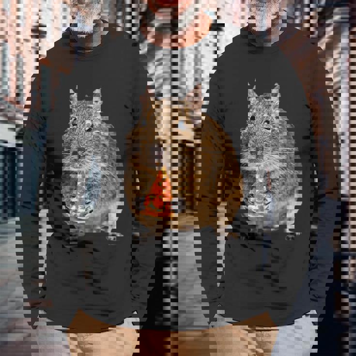 Degu Eating Alice Of Pizza 長袖Tシャツ 高齢者への贈り物