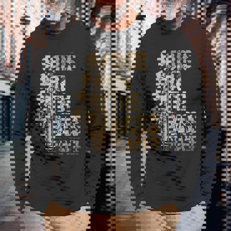 Dibs On The Bass Player ギターミュージシャン 長袖Tシャツ 高齢者への贈り物