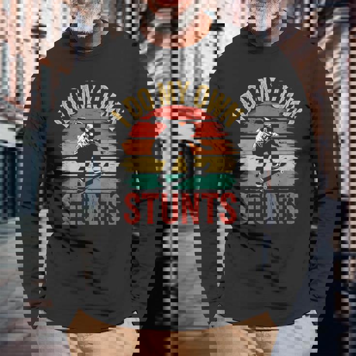 I Do My Owntunts 面白いスケートボード ヴィンテージスケートボード 長袖Tシャツ 高齢者への贈り物